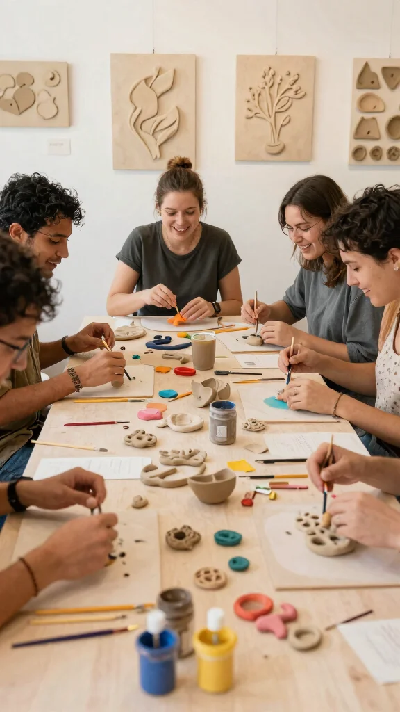 10 Air Dry Clay Wall Art Ideas for Handmade Decor with Modern Texture - 10. Collaborative Clay Art 1