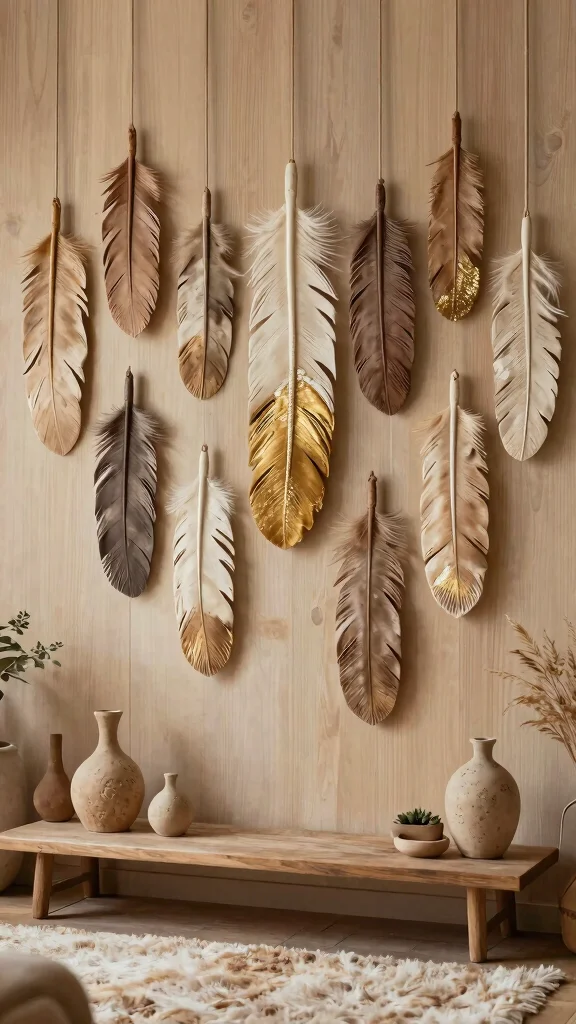 10 Air Dry Clay Wall Art Ideas for Handmade Decor with Modern Texture - 6. Boho Feathers 1