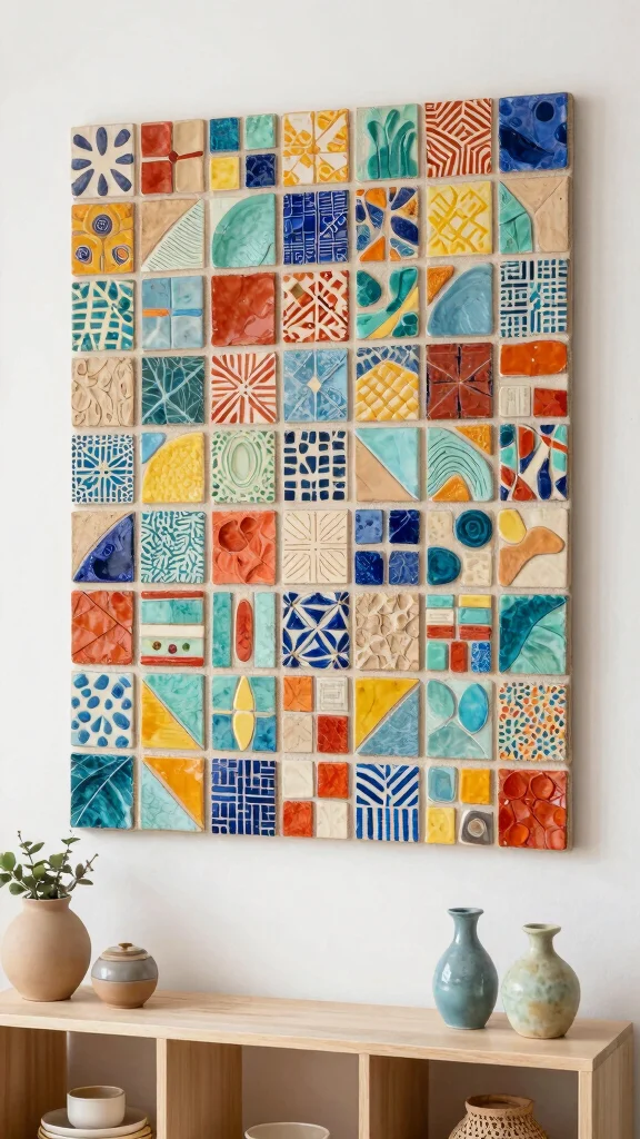 10 Air Dry Clay Wall Art Ideas for Handmade Decor with Modern Texture - 7. Clay Wall Mosaics 1