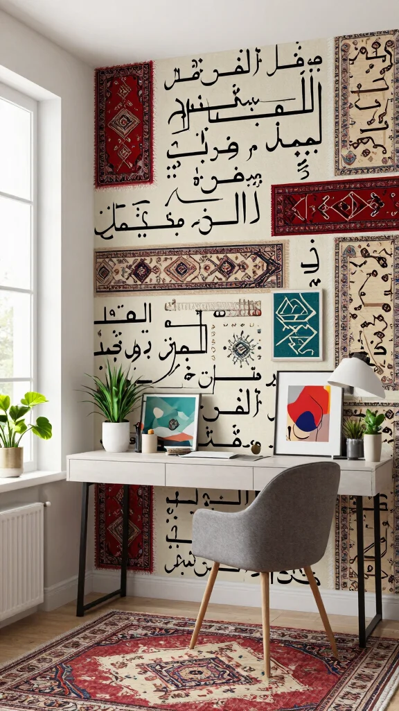 10 Arabic Rug Wallpaper Ideas for a Rich and Decorative Visual Style - 10. Customizable Wallpaper for Unique Spaces 1
