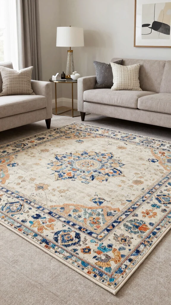 10 Area Rug on Carpet Ideas That Still Look Stylish and Intentional - 10. Personalized Touches with Custom Rugs 1