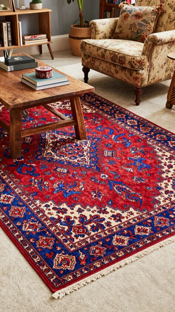 10 Area Rug on Carpet Ideas That Still Look Stylish and Intentional - 5. Vintage Charm with Antique Rugs 1
