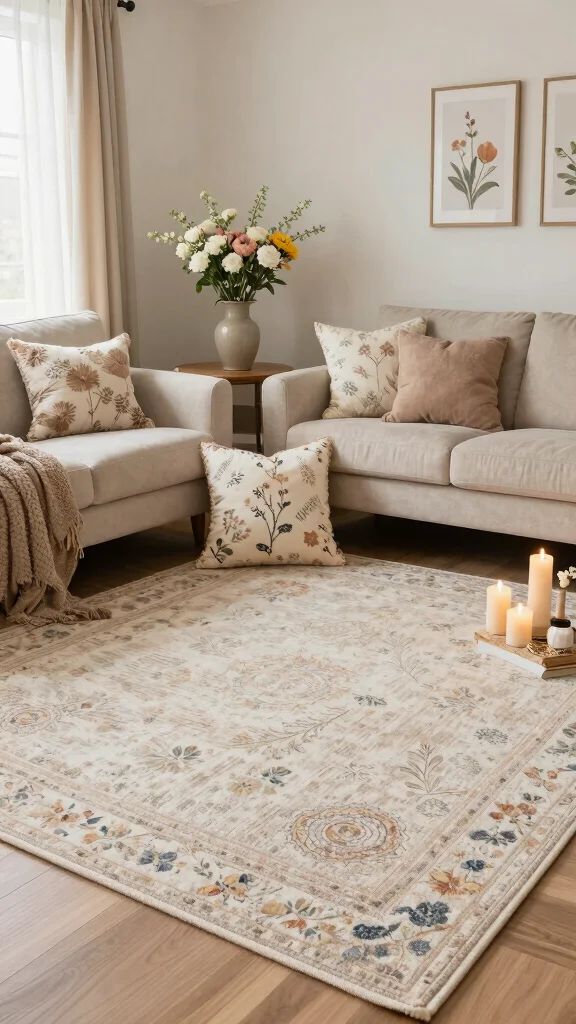 10 Area Rug on Carpet Ideas That Still Look Stylish and Intentional - 9. Seasonal Switch-Ups 1