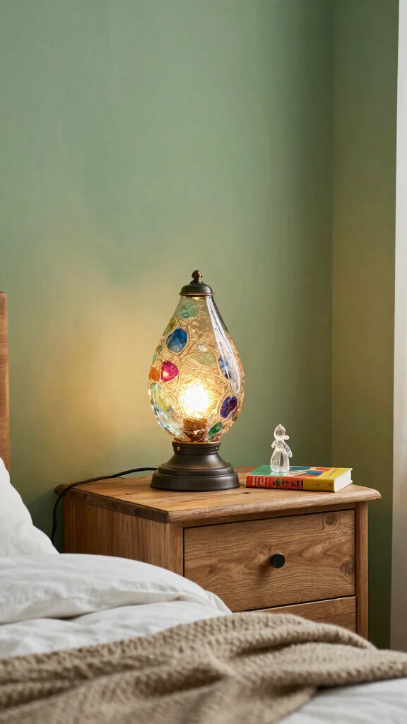 10 Bed Side Lamp Ideas for a Relaxing and Practical Bedroom Glow - 2. Recycled Glass Wonders: Illuminating Style 1