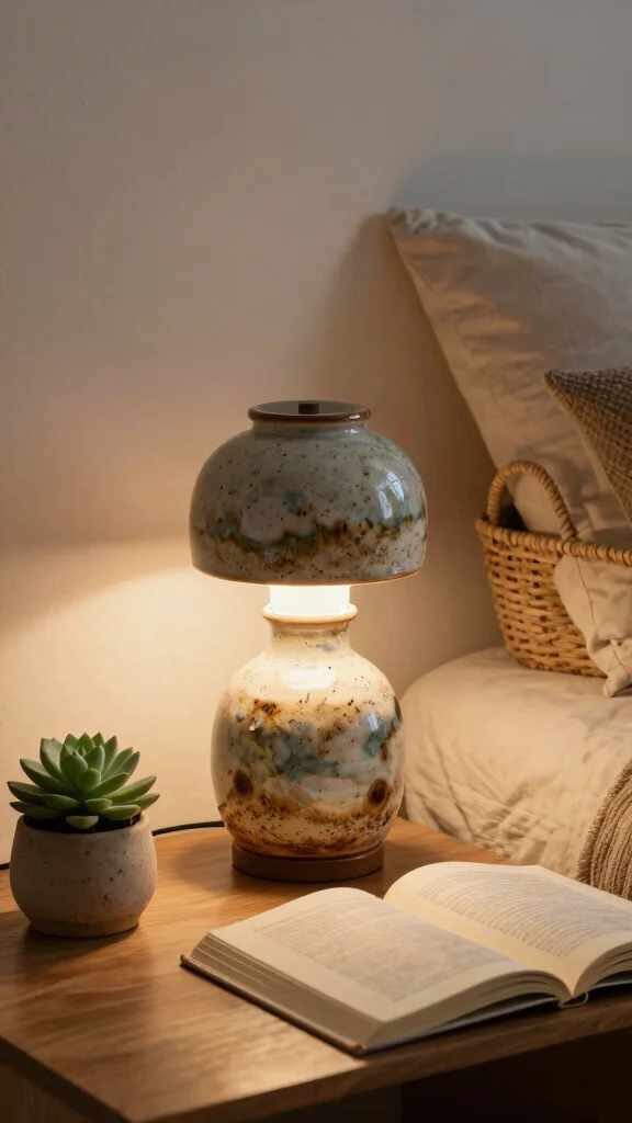 10 Bed Side Lamp Ideas for a Relaxing and Practical Bedroom Glow - 4. Handmade Ceramic Lamps: Artistry in Design 1