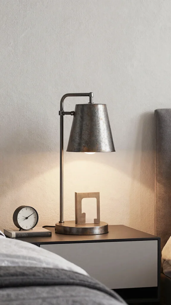 10 Bed Side Lamp Ideas for a Relaxing and Practical Bedroom Glow - 8. Industrial Style: Metal Meets Eco-Friendly 1