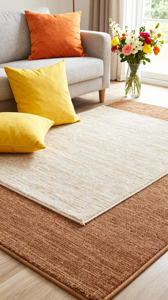 10 Brown Rug Living Room Ideas for a Warm and Grounded Interior - 10. Seasonal Adjustments with Layering 1