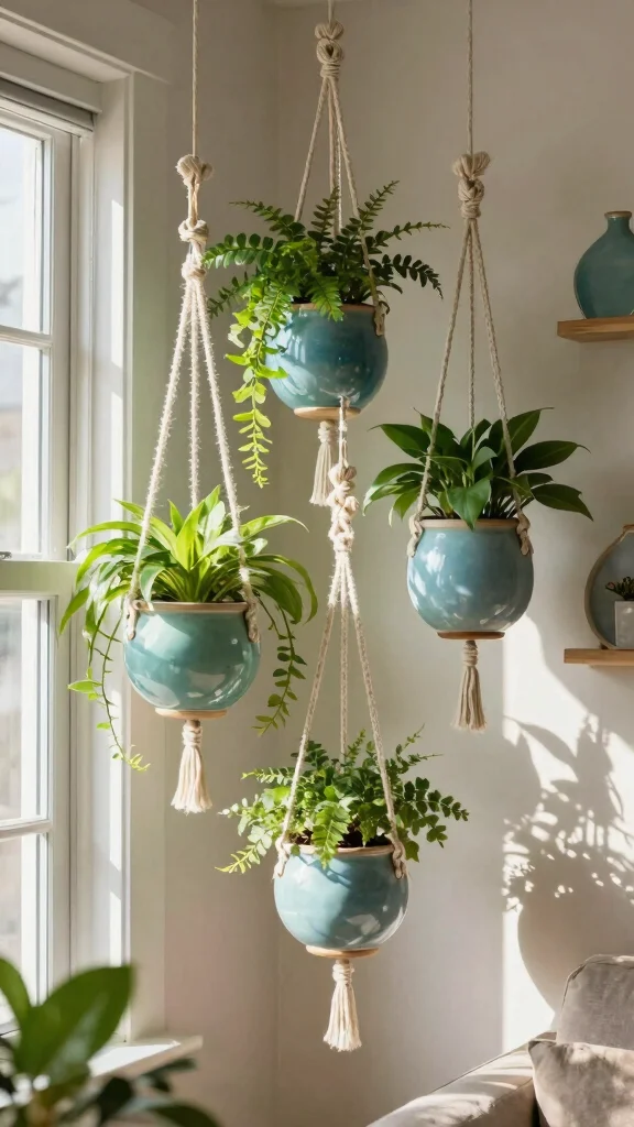 10 Ceramic Wall Art Hanging Concepts for Adding Artistic Texture to Your Walls - 2. Hanging Ceramic Planters for a Lively Vibe 1