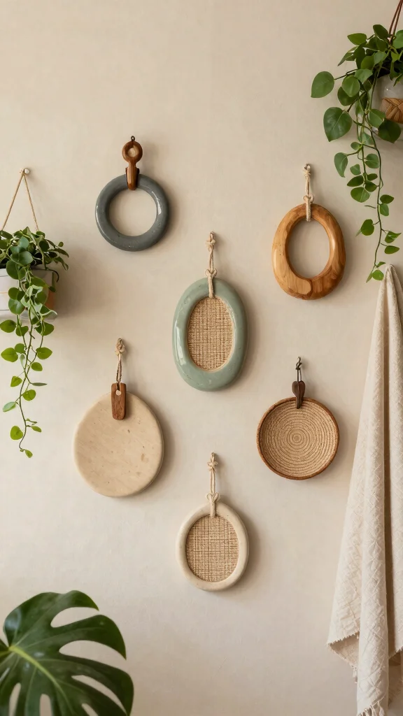 10 Ceramic Wall Art Hanging Concepts for Adding Artistic Texture to Your Walls - 4. Bohemian Ceramic Wall Hangings with Natural Elements 1
