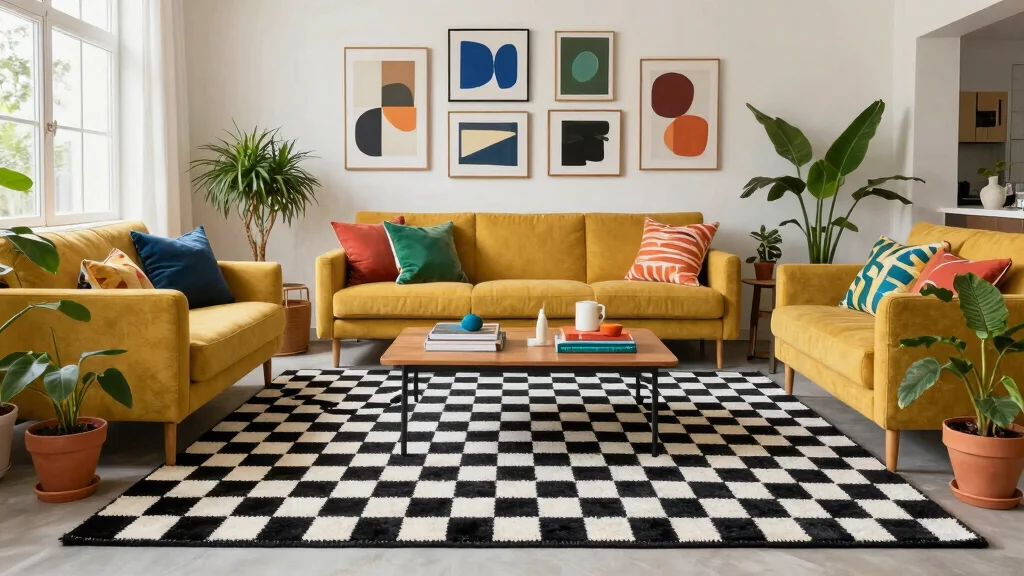 10 Checkered Rug Living Room Ideas for a Playful and Modern Statement