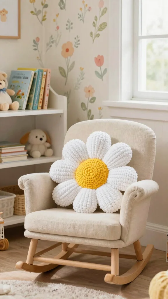 10 Crochet Flower Pillow Pattern Free Ideas for Sweet and Cozy Handmade Decor - 2. Delightful Daisy Pillow 1