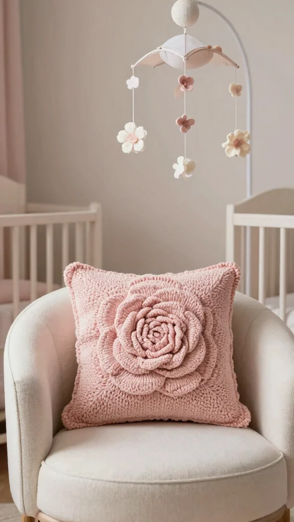 10 Crochet Flower Pillow Pattern Free Ideas for Sweet and Cozy Handmade Decor - 5. Textured Rose Pillow 1