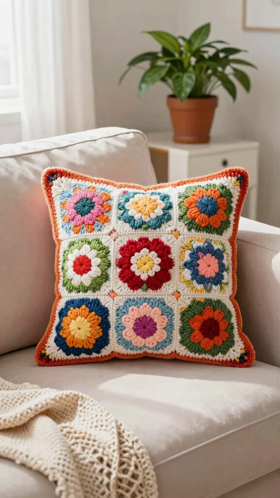 10 Crochet Neck Pillow Ideas for Handmade Comfort and Travel Support - 2. Floral Motif Crochet Neck Pillow 1