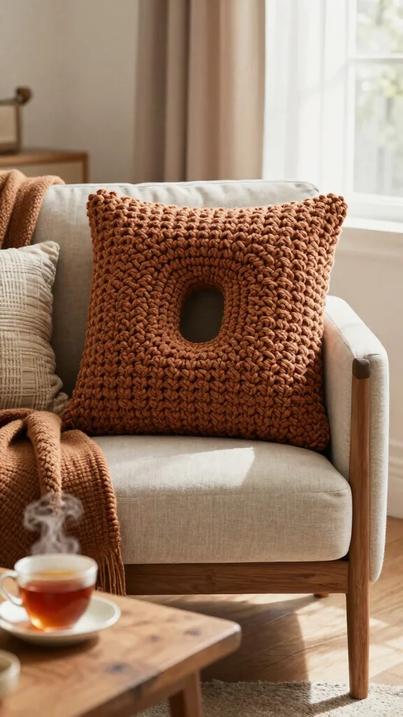 10 Crochet Neck Pillow Ideas for Handmade Comfort and Travel Support - 3. Chunky Knit Crochet Neck Pillow 1