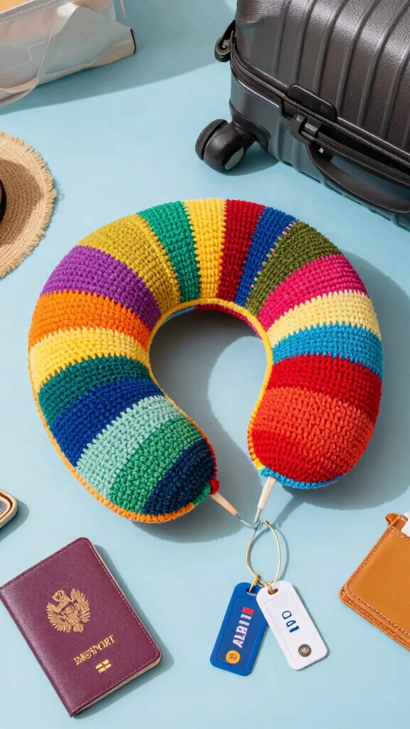 10 Crochet Neck Pillow Ideas for Handmade Comfort and Travel Support - 5. Color Block Crochet Neck Pillow 1