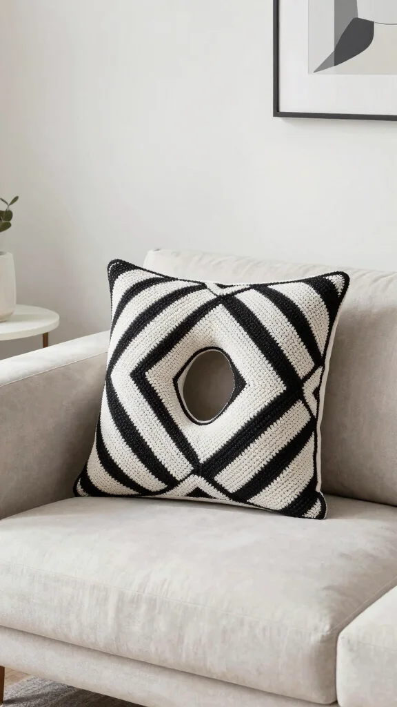 10 Crochet Neck Pillow Ideas for Handmade Comfort and Travel Support - 7. Modern Geometric Crochet Neck Pillow 1