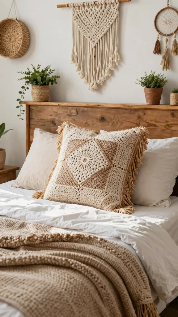 10 Crochet Pillow Case Pattern Ideas for Charming Handmade Bedroom Decor - 1. Boho-Chic Fringe Delight 1