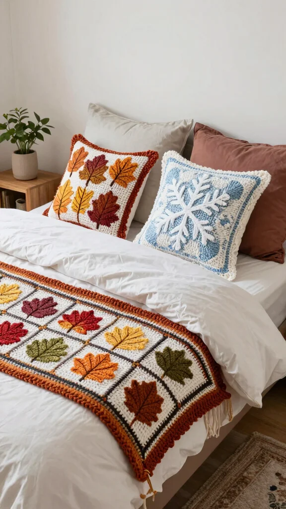 10 Crochet Pillow Case Pattern Ideas for Charming Handmade Bedroom Decor - 10. Seasonal Switch-Ups 1