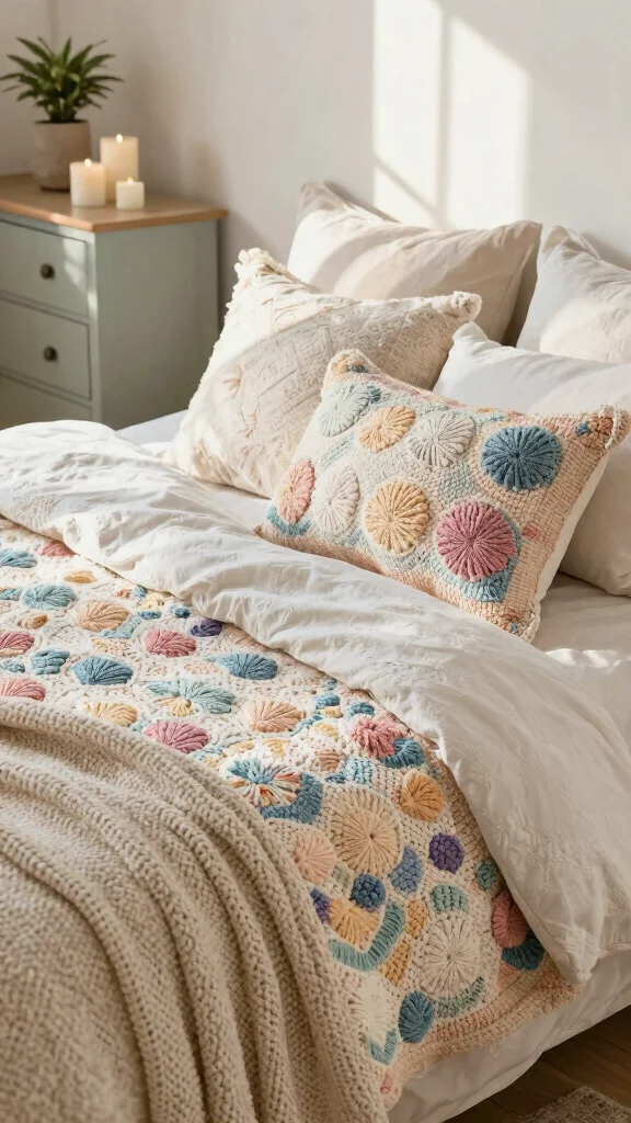 10 Crochet Pillow Case Pattern Ideas for Charming Handmade Bedroom Decor - 3. Cozy Texture with Shell Stitches 1