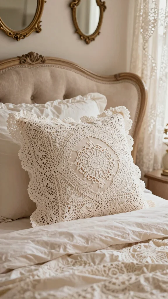 10 Crochet Pillow Case Pattern Ideas for Charming Handmade Bedroom Decor - 9. Vintage Lace Charm 1