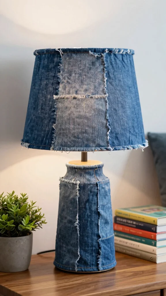 10 DIY Lamp Shade Ideas Homemade for a Creative and Budget-Friendly Update - 1. Upcycled Denim Delight 1