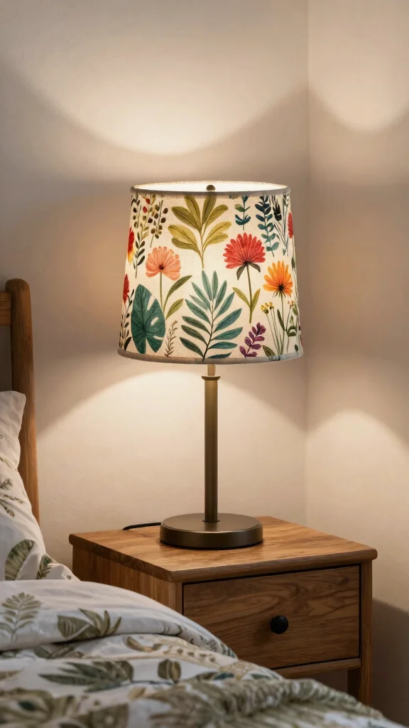 10 DIY Lamp Shade Ideas Homemade for a Creative and Budget-Friendly Update - 3. Botanical Print Fabric 1