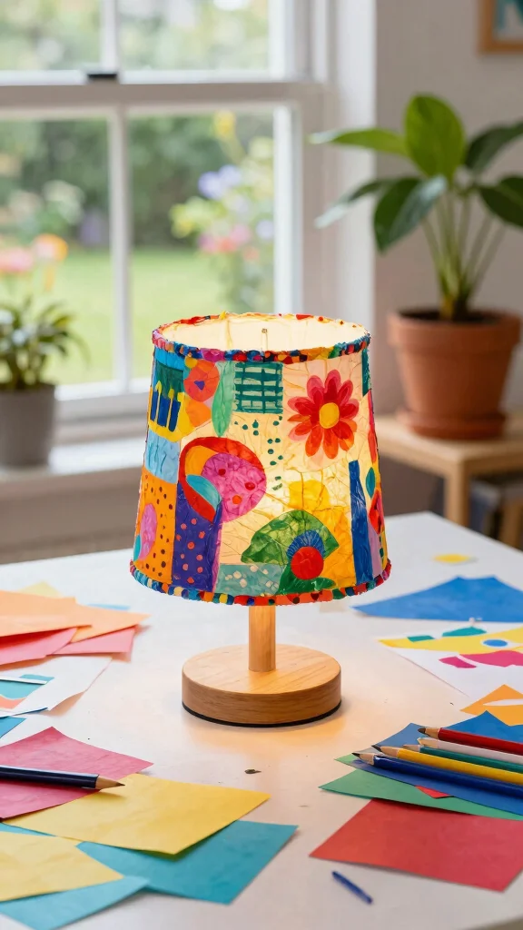 10 DIY Lamp Shade Ideas Homemade for a Creative and Budget-Friendly Update - 4. Colorful Paper Mâché Shade 1