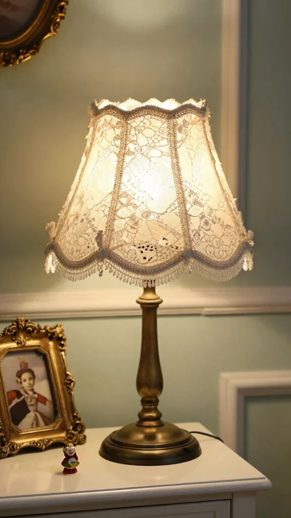 10 DIY Lamp Shade Ideas Homemade for a Creative and Budget-Friendly Update - 5. Vintage Lace Glam 1