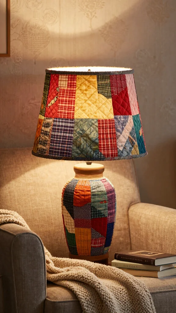 10 DIY Lamp Shade Ideas Homemade for a Creative and Budget-Friendly Update - 7. Quilted Fabric Patchwork 1