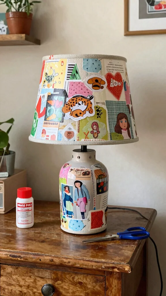 10 DIY Lamp Shade Makeover Ideas for an Easy Home Decor Refresh - 5. Decoupage Delight 1