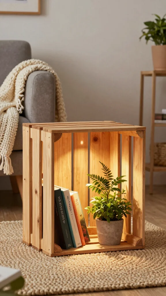 10 DIY Table Lamp Ideas for Easy and Stylish Handmade Decor - 7. Wooden Crate Lamp 1