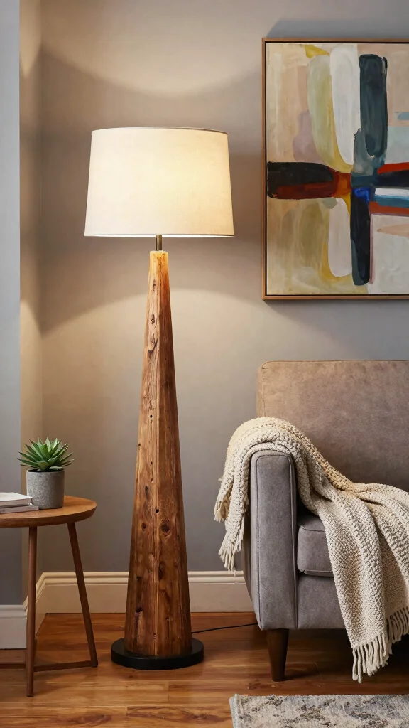 10 Floor Lamp 3D Warehouse Ideas for Modern Interior Visualization Projects - 1. The Art of Reclaimed Wood Lamps 1