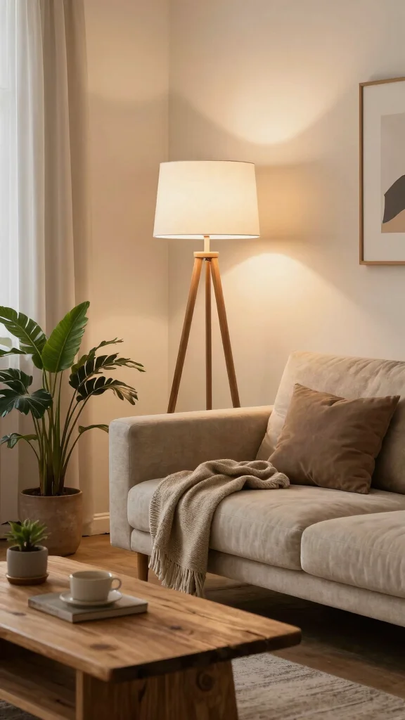 10 Floor Lamp Behind Couch Ideas for Better Lighting and Style - 3. Tripod Floor Lamps for Versatile Style 1