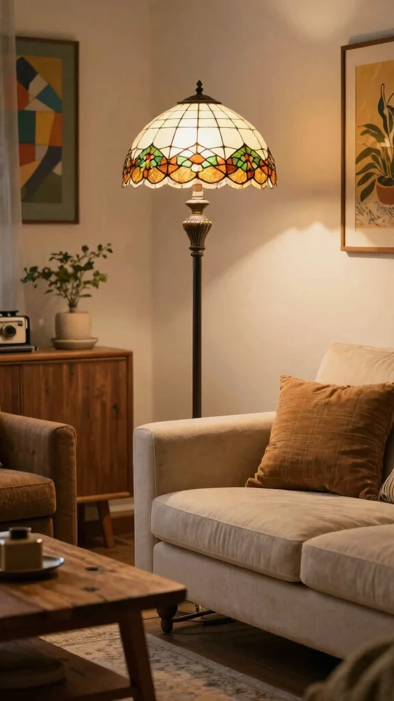 10 Floor Lamp Behind Couch Ideas for Better Lighting and Style - 6. Vintage Floor Lamps for Nostalgic Charm 1