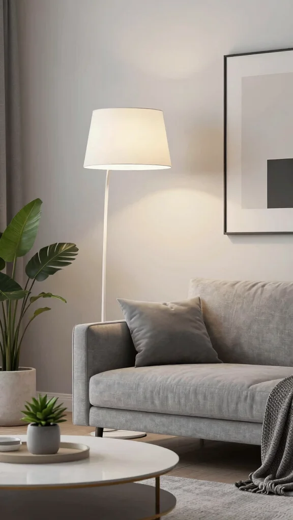 10 Floor Lamp Behind Couch Ideas for Better Lighting and Style - 7. Minimalist LED Floor Lamps for a Clean Look 1