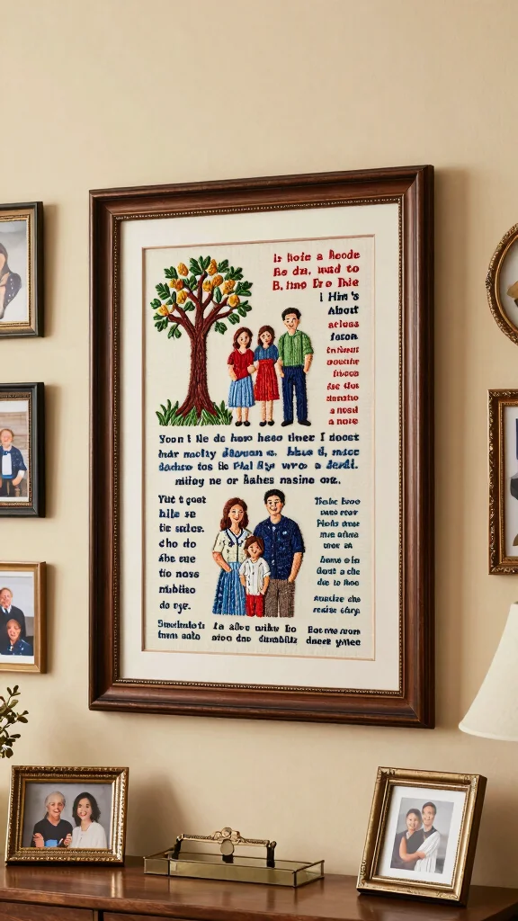 10 Framed Embroidery Wall Art Ideas for Soft and Elegant Handmade Decor - 10. Personal Family Heirlooms 1