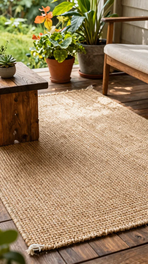 10 Front Porch Rug Ideas to Create a Welcoming Outdoor Entry - 1. Nature-Inspired Jute Rugs 1