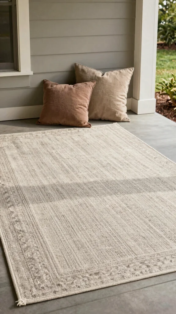 10 Front Porch Rug Ideas to Create a Welcoming Outdoor Entry - 10. Neutral Textured Rugs 1