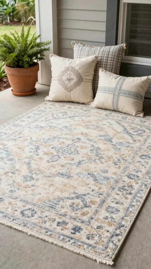 10 Front Porch Rug Ideas to Create a Welcoming Outdoor Entry - 8. Soft Indoor-Outdoor Rugs 1