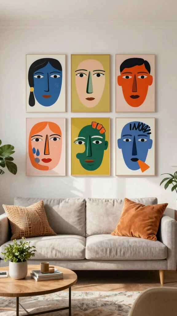 10 Funky Wall Art Prints to Give Your Room a Bold and Playful Vibe - 7. Playful Abstract Faces 1