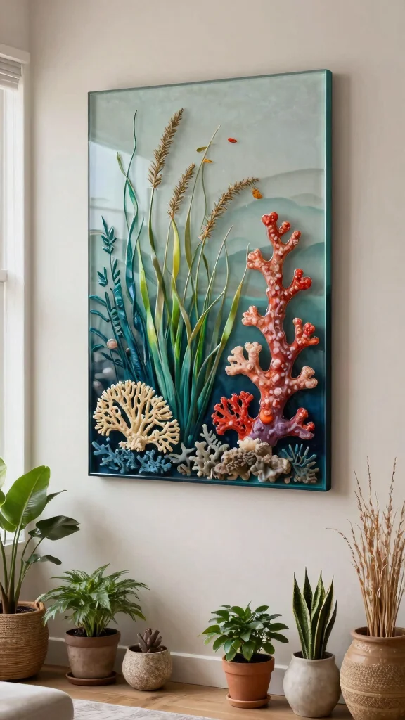 10 Fused Glass Wall Art Ideas for Colorful and Eye-Catching Wall Decor - 6. Coastal Flora and Fauna 1