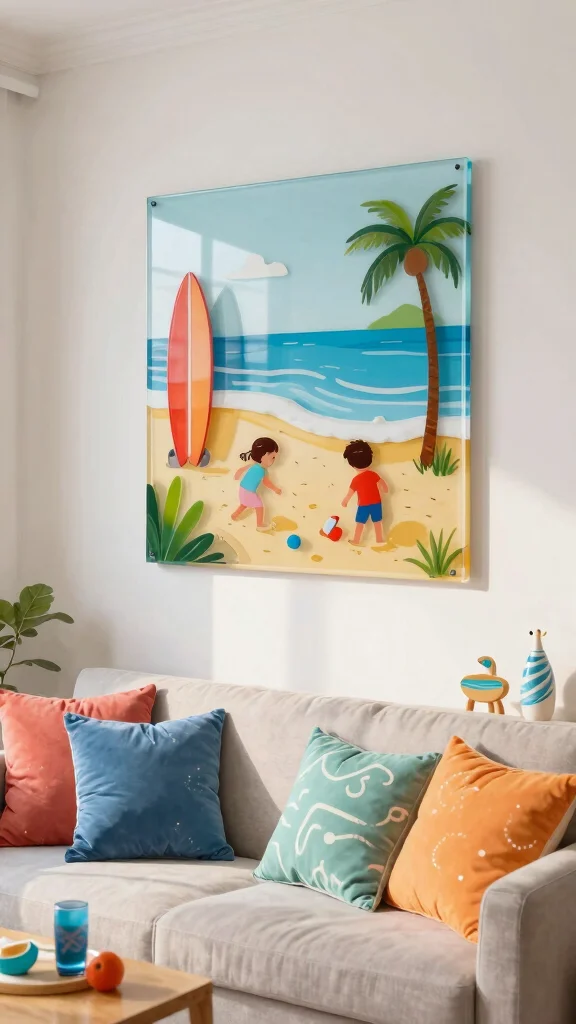 10 Fused Glass Wall Art Ideas for Colorful and Eye-Catching Wall Decor - 7. Whimsical Beach Scenes 1