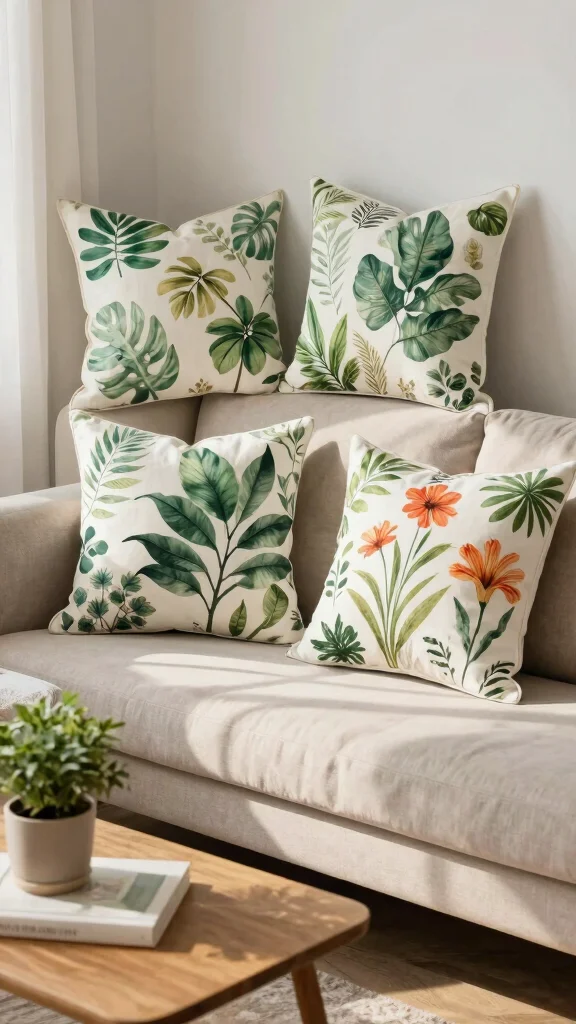 10 Handmade Pillow Covers Ideas for Warm and Personal Home Decor - 1. Botanical Prints for a Fresh Touch 1