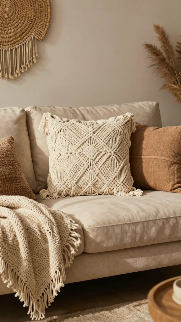 10 Handmade Pillow Covers Ideas for Warm and Personal Home Decor - 2. Macrame Magic for Texture and Depth 1