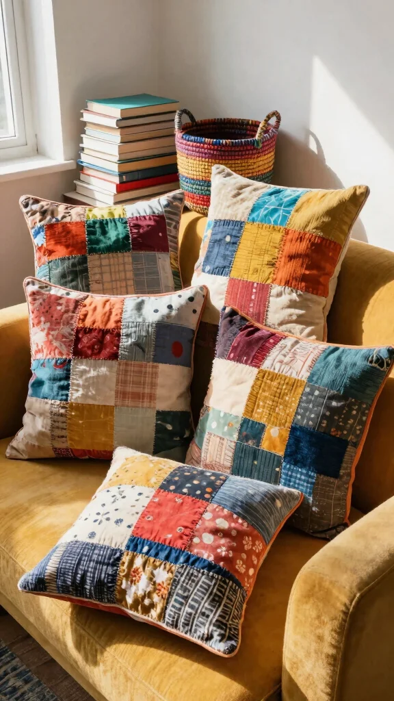 10 Handmade Pillow Covers Ideas for Warm and Personal Home Decor - 5. Upcycled Fabrics for Sustainable Chic 1