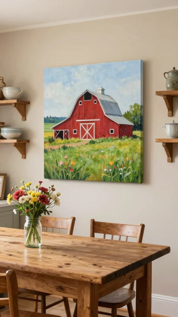 10 Kitchen Paintings Art Wall Decor Ideas for a Cozy and Artistic Look - 1. Rustic Farm Scenes 1
