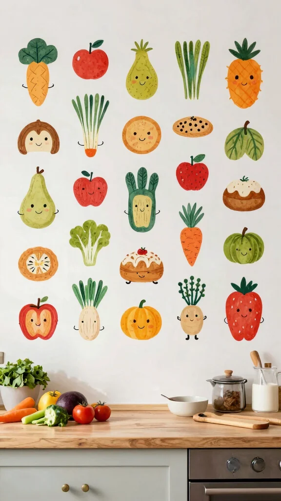 10 Kitchen Wall Art Printables for Easy and Budget-Friendly Decor - 2. Whimsical Food Illustrations 1