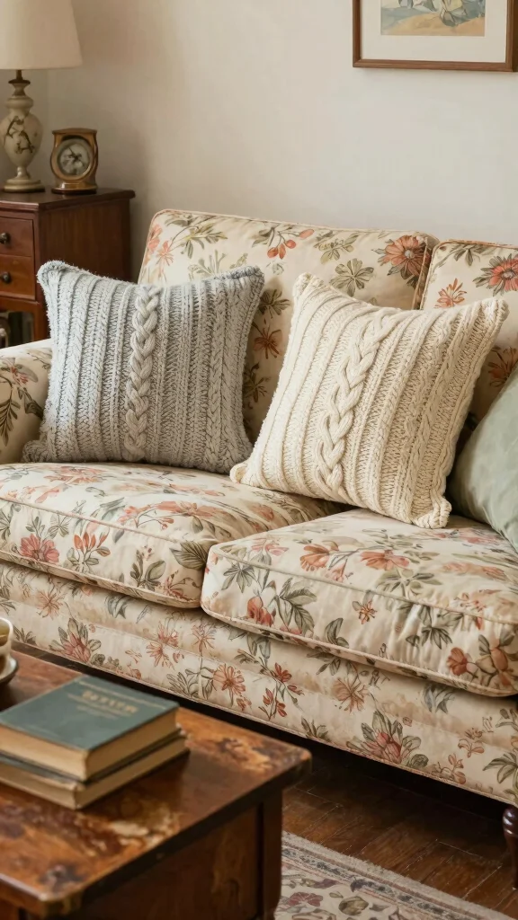 10 Knitted Pillow Covers Ideas for Cozy and Textured Home Styling - 5. Vintage-inspired Textures 1