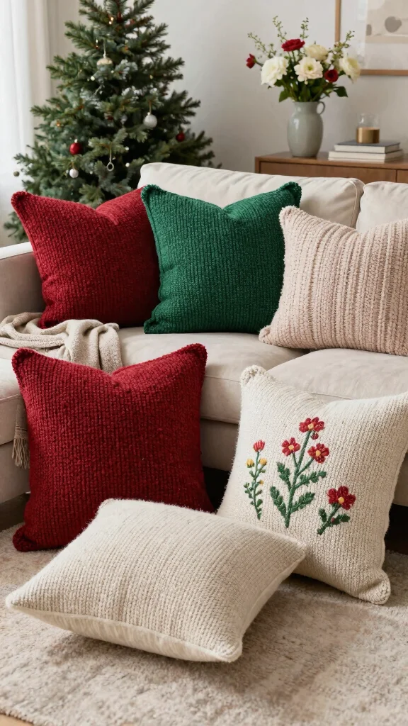 10 Knitted Pillow Covers Ideas for Cozy and Textured Home Styling - 7. Seasonal Switch-Ups 1