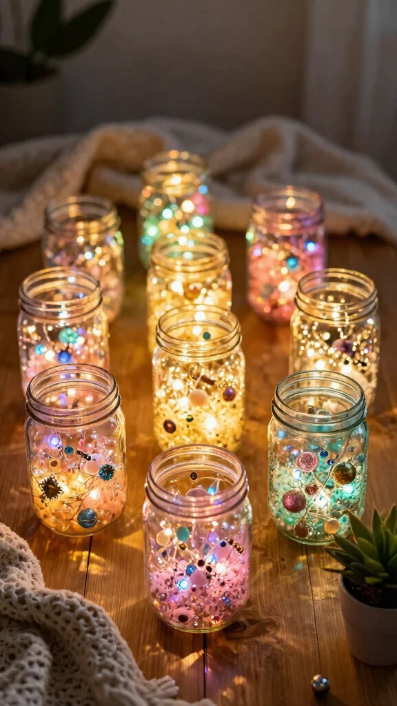 10 Lamp Design DIY Ideas for Handmade Lighting with Personality - 2. Mason Jar Fairy Lights 1